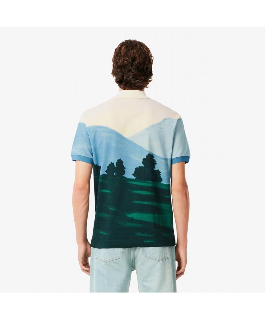 LACOSTE Men'S Landscape All-Over Jacquard Short Sleeve Polo Shirt Ph5895-55N 9Ix