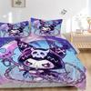 3pcs Cute Death Kuromi Quilt Cover Set - Soft & Comfortable Polyester Fabric, All-Season Breathable Comforter Set For 1 Quilt Cover & 2 Pillowcas