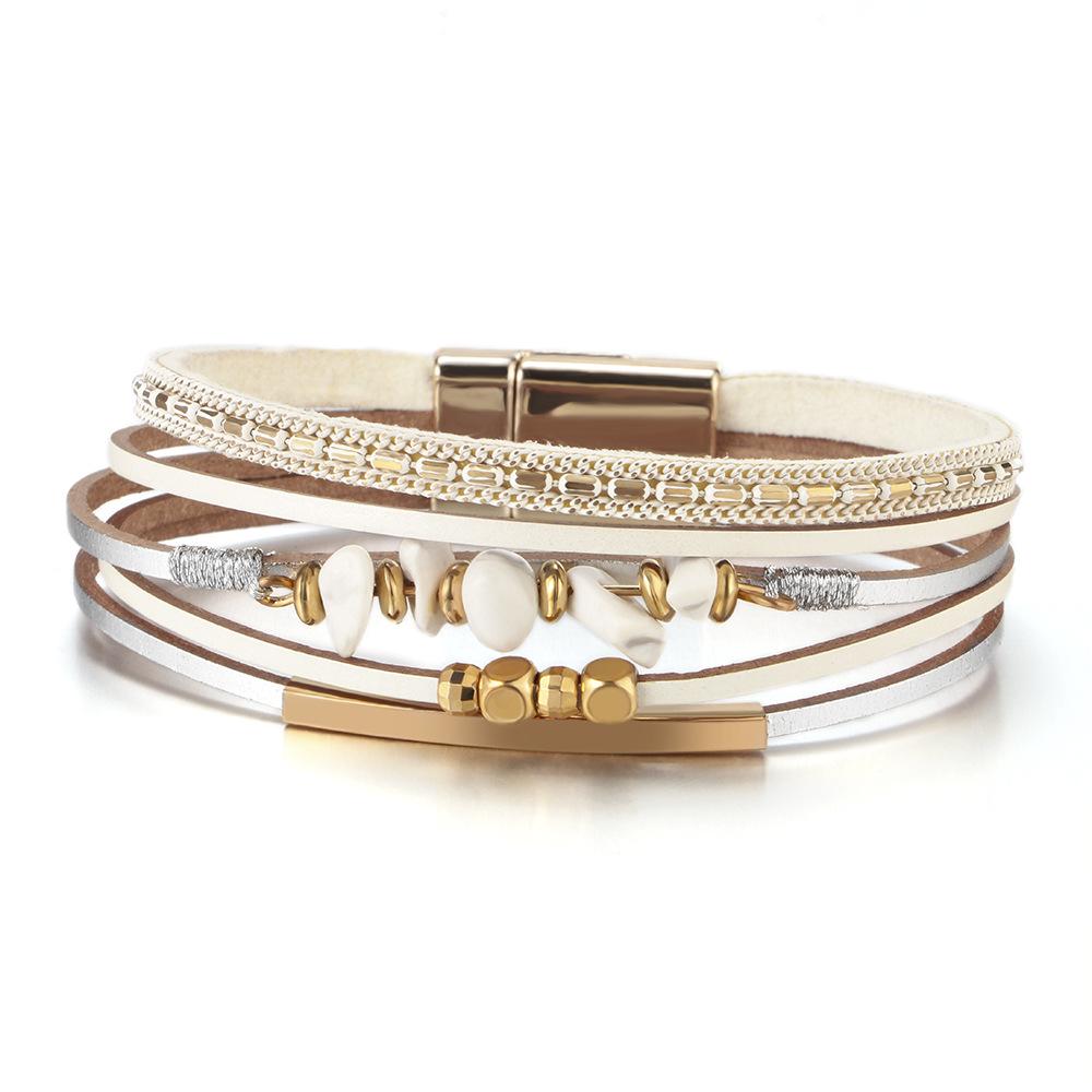 День матери 2024 Богемный браслет из натурального камня с магнитной застежкой - Женский летний дизайн с медной трубкой