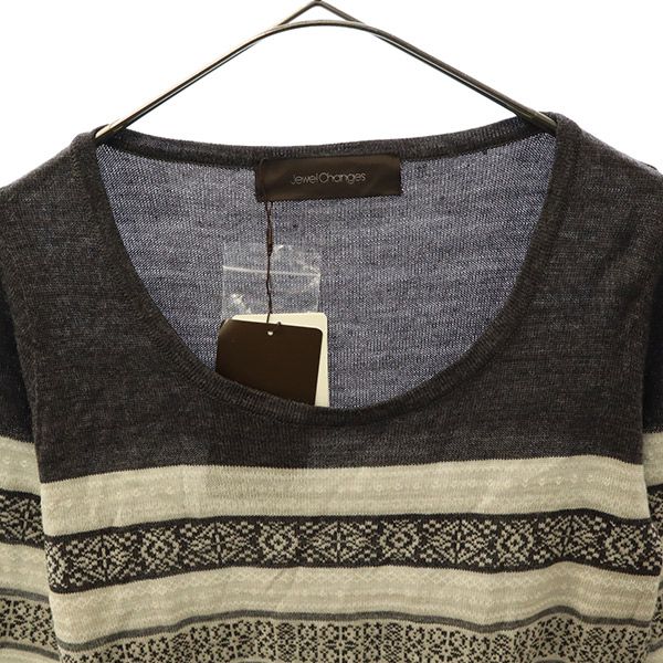 Unused Jewel Changes Overall Handle Long Sleeve Knit One Piece Free Gray Women Used