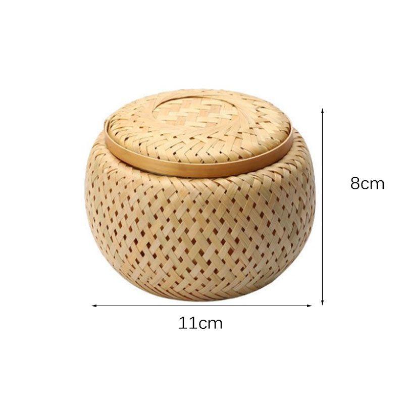 1 шт. бамбуковая полезная бамбуковая тканая двухслойная корзина с корзиной для хранения с крышкой