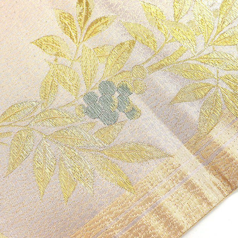 Used Fukuro Obi Formal Fukuro Obi Pure Silk Six Pattern Gold Beige Nanten Water Pattern Elegant Length 430cm Width 31cm Theater Party Ceremony