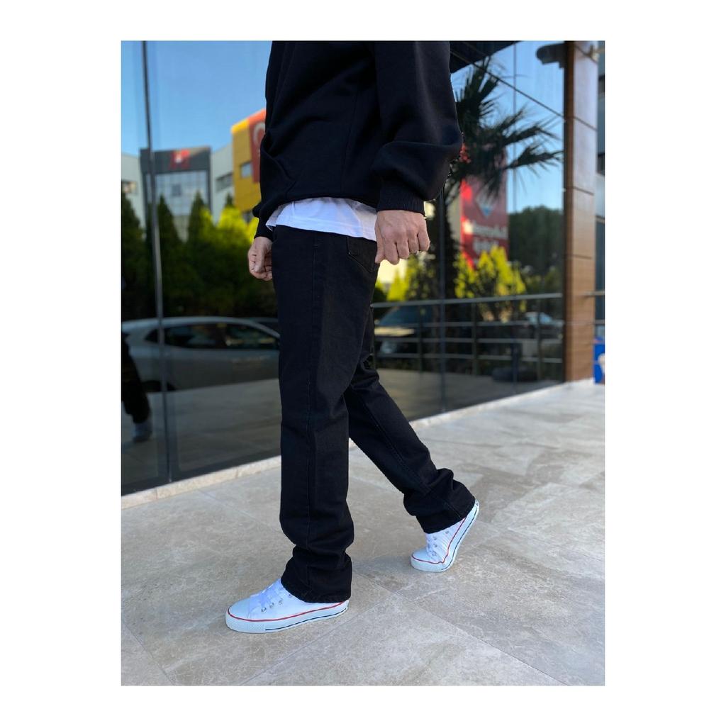 Мужские однотонные черные мешковатые джинсы