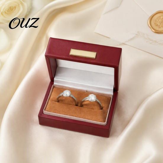 Jewelry Box for Engagement Faux Leather Ring Box, Soft Velvet Lining Flip Top Storage Lined Anniversary Case, Decorative Holder And Wedding