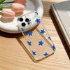 Синий Минималистичный Принт Чехол Для Телефона Для iPhone 17 16 15 14 13 12 11 Mini Pro Max Plus Прозрачная Крышка