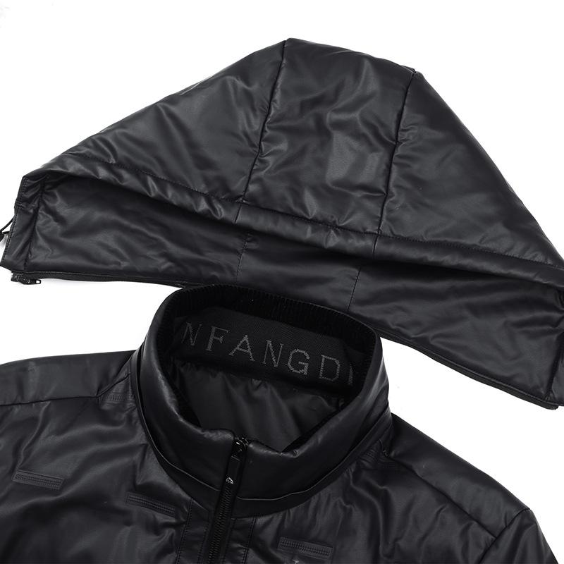 90 Suede Down Jacket Мужская кожаная куртка со съемным капюшоном для папы среднего возраста, зимняя утолщенная теплая куртка