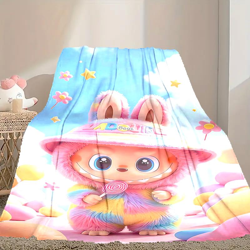 1pc Easy-Care LABUBU Blanket, Perfect for Couch, Bed, Home, Travel & More, Warm & Durable Printed Blanket