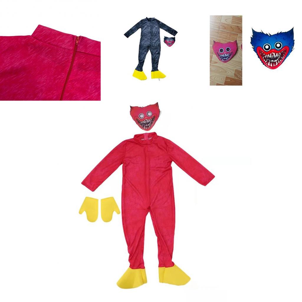 Kids Huggy Wuggy Poppy Playtime Cosplay Costume Bodysuit Jumpsuit Mask Gloves For Unisex