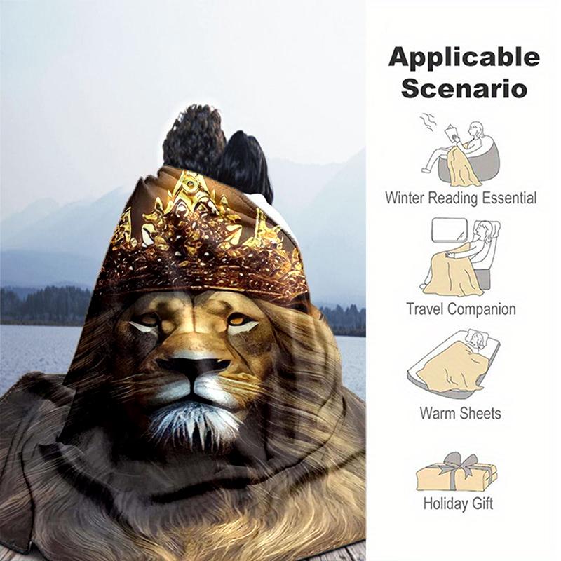 1PC Lion printed blanket, all season lightweight home office outdoor nap multifunctional blanket