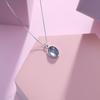 S925 Sterling Silver Natural Aquamarine Necklace for Women Elegant Oval Moonstone Pendant Clavicle Chain