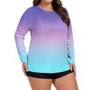 Women's Printed Large Size Long Sleeve Swimsuit Sun  Jacket Quick Dry Hiking Top