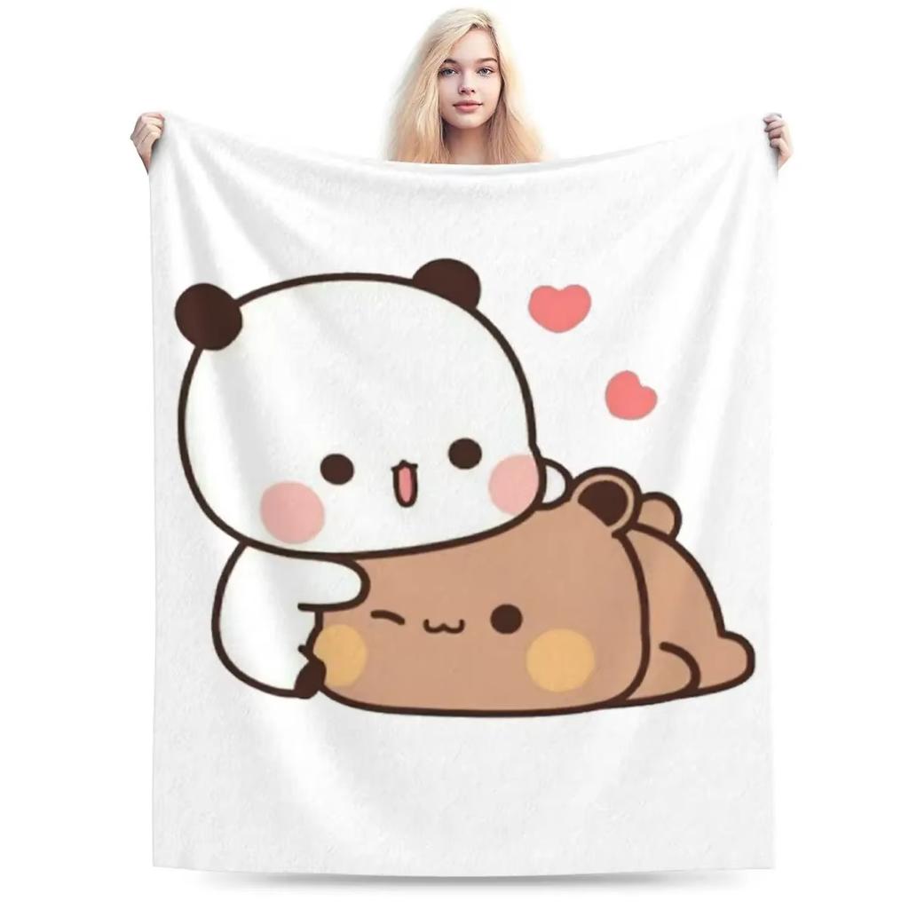 Плед Panda Bubu Dudu Мягкий и теплый фланелевый плед Плюшевый плед Подходит для кровати Гостиной Пикника Путешествия Дома Дивана