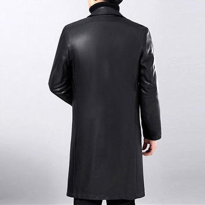 Зимняя и осенняя мужская теплая толстая длинная кожаная куртка из искусственной кожи, ветровка с лацканами