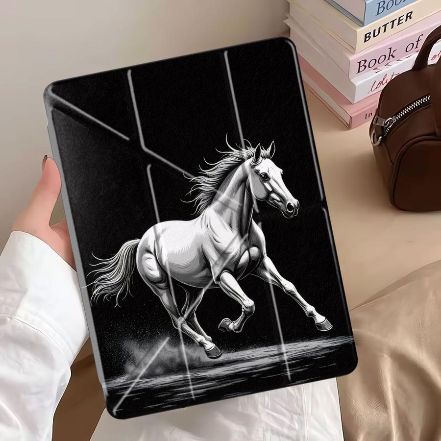 Чехол для планшета Белая Лошадь Бегущая Для iPad Pro 11-го 10-го 9-го 8-го 7-го 12,9 дюйма Pro 2025 Air 4 5 M3 M2 1 2 M4 11 дюймов Mini 6 7 Держатель