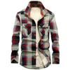 Autumn and Winter Men's Plaid Long-sleeved Shirt, Fleece Thickened Warm Shirt