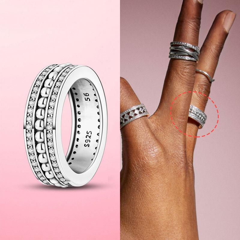 925 Silver Stackable Infinite Heart Daisy Flower Ring For Women Girl Original Silver 925 Rings Jewelry Gift