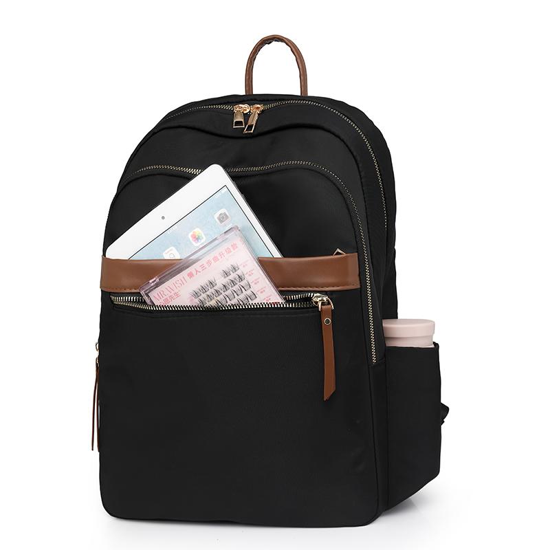 Nylon Color Block Backpack Women's Lightweight Travel Backpack Student Commuter Computer Schoolbag