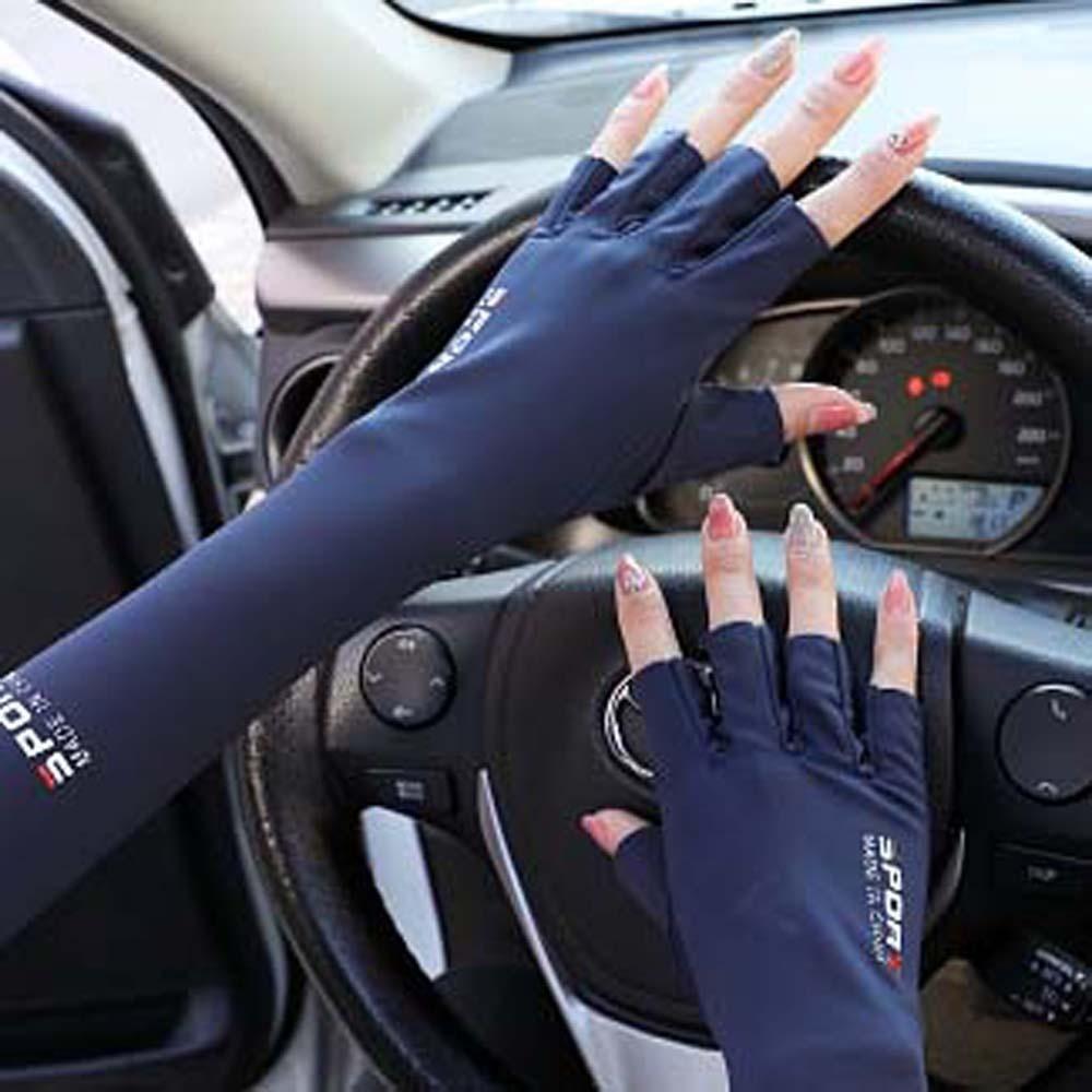 Sun Protection Summer Long Arm Covers Thin Anti-UV Arm Sleeves Half Finger Ice Sleeves  Sports