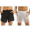 Men's See Through Drawstring Beach Shorts Swim Trunks Summer Board Pants