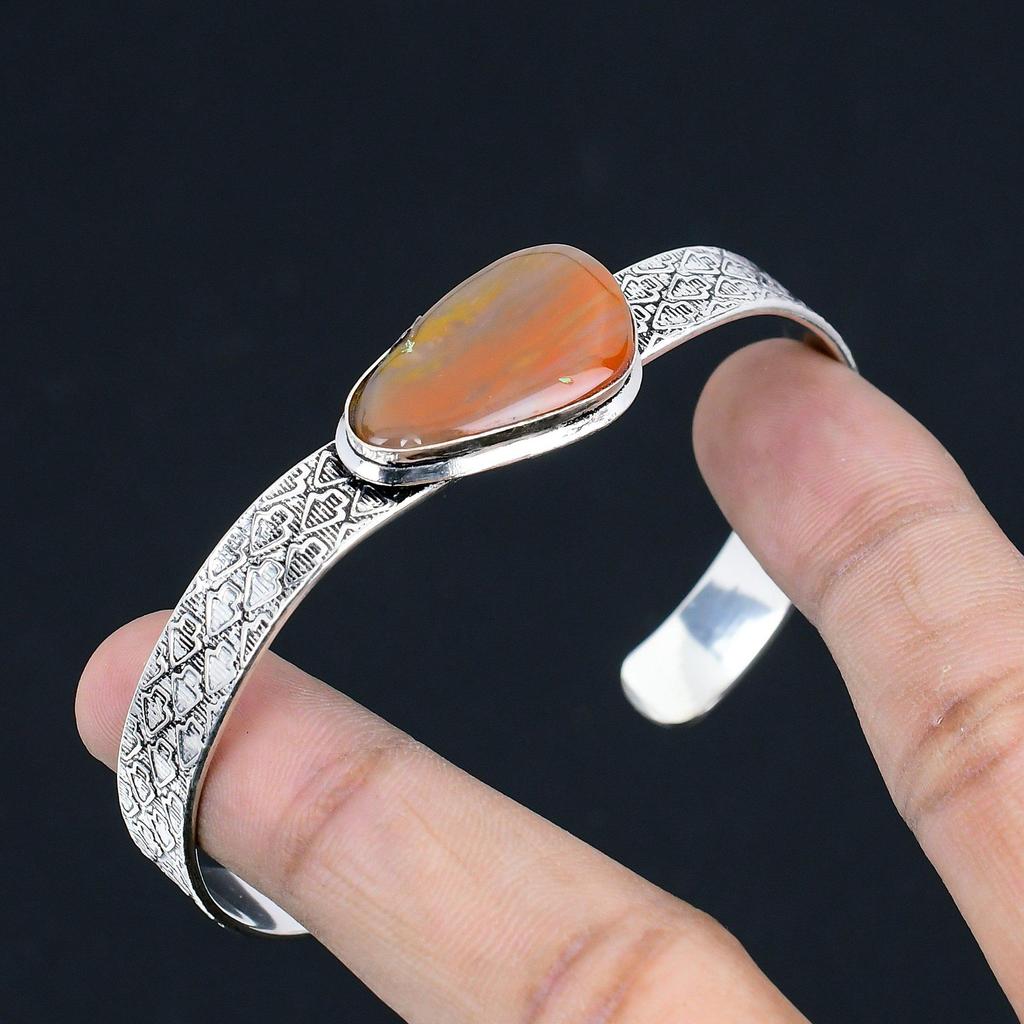 Halloween Deal Pear Landscape Jasper Gemstone New Bangle Jewelry Sterling Silver