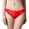 Women's Sexy Hollow Lace Low Waist Triangle Panties Ruffle Edge Bow Underpants