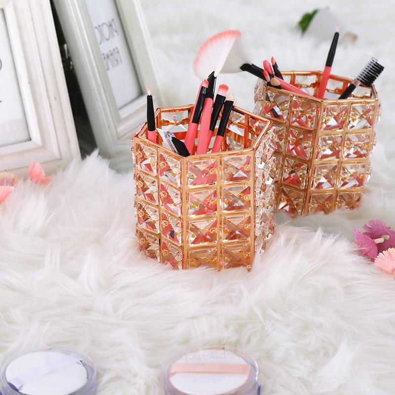 Шестиугольный хрустальный держатель для ручек, кисть для макияжа, горшок, контейнер для хранения, домашний настольный декоративный орнамент