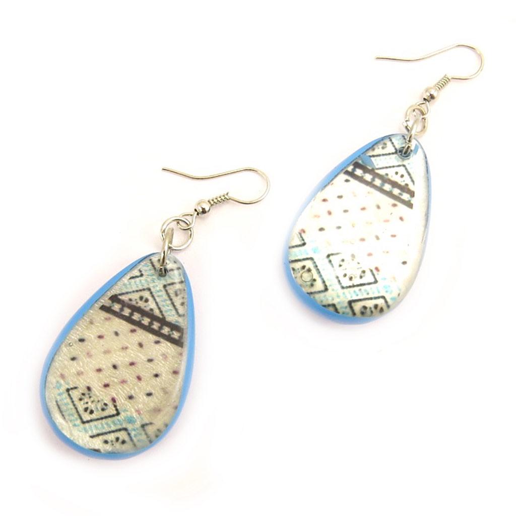 Les Trésors De Lily [L5258] - Дизайнерские серьги "Килиманджаро" сине-бежевые