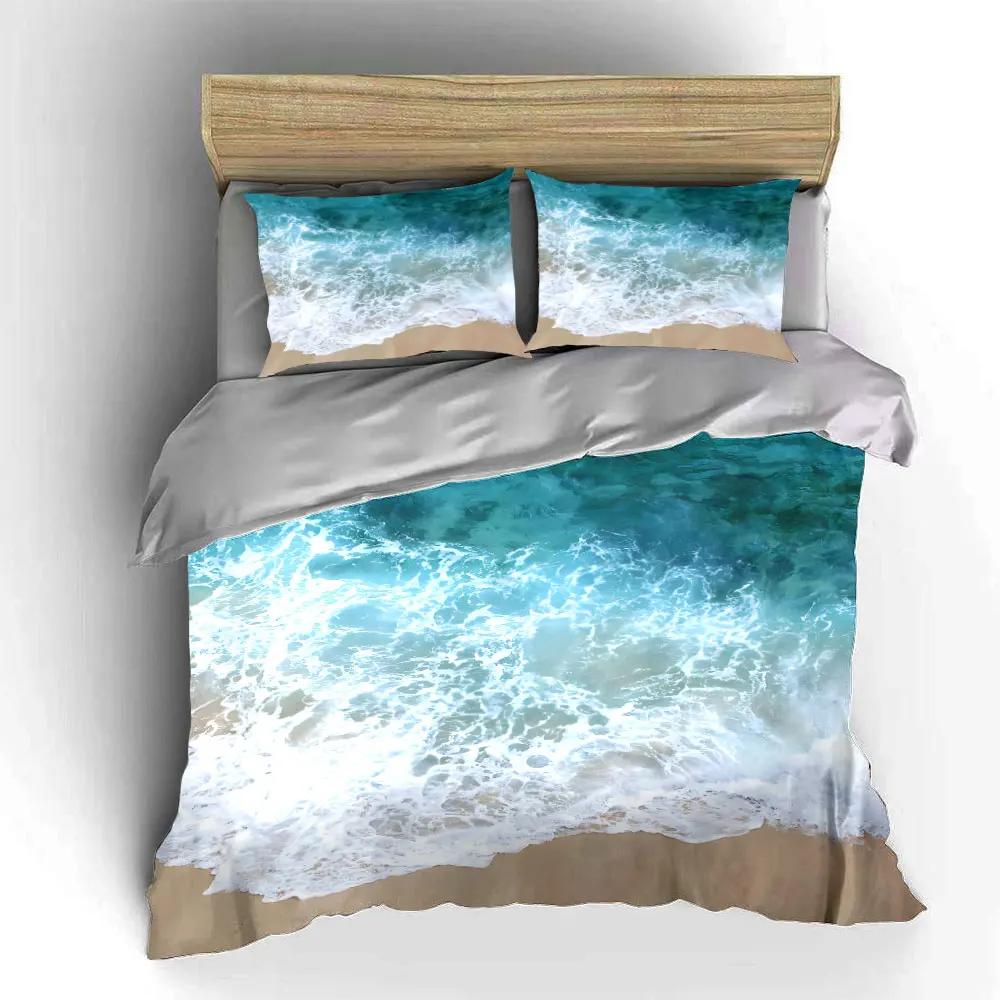 "Beach-Themed Three-Piece Decoration Set" Multiple sizes kid's and adults' bedroom Exquisite 3PC bedding set, gift