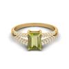 7X5MM Octagon Peridot Gemstone 925 Sterling Silver Gold Plated Solitaire Split Shank Women Wedding Ring