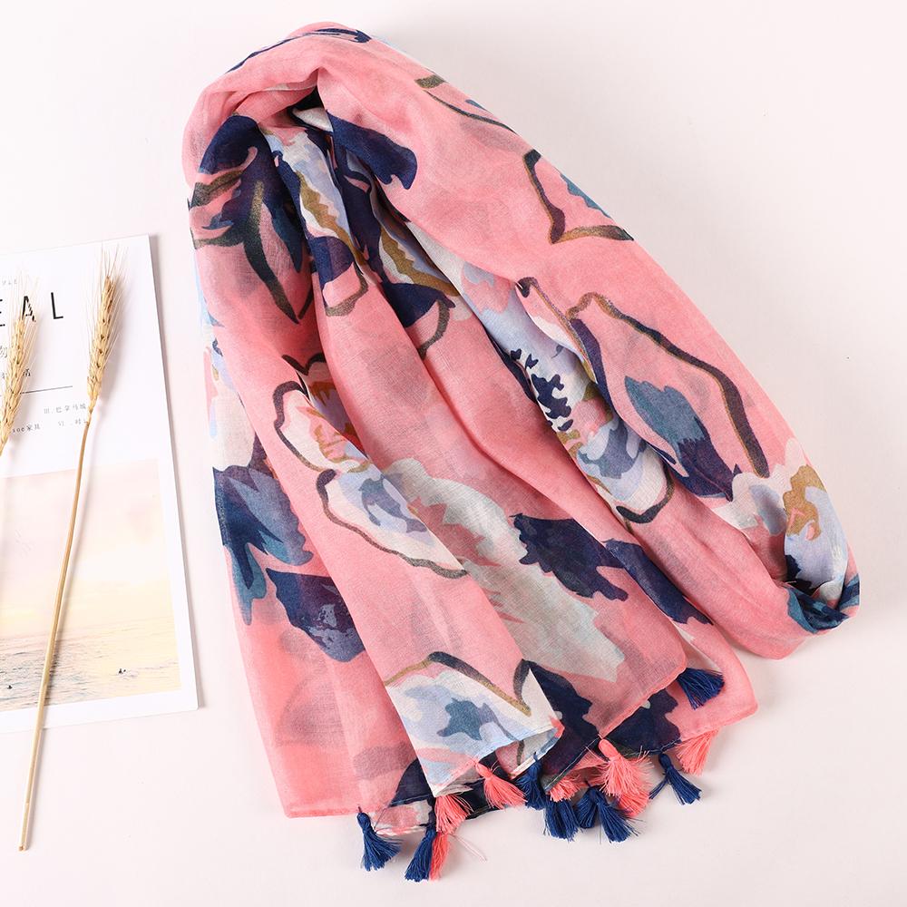 Ethnic Print Beach Travel Scarf Women Tassel Fringed Shawl Seaside Holiday Sunscreen Beach Scarves 180*90Cm
