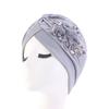 Women Hat Good Stretch Wind-proof Tear-resistant Anti-shrink Brimless Warm Sequin Trim Flower All Match Turban Hat Fashion Accessory