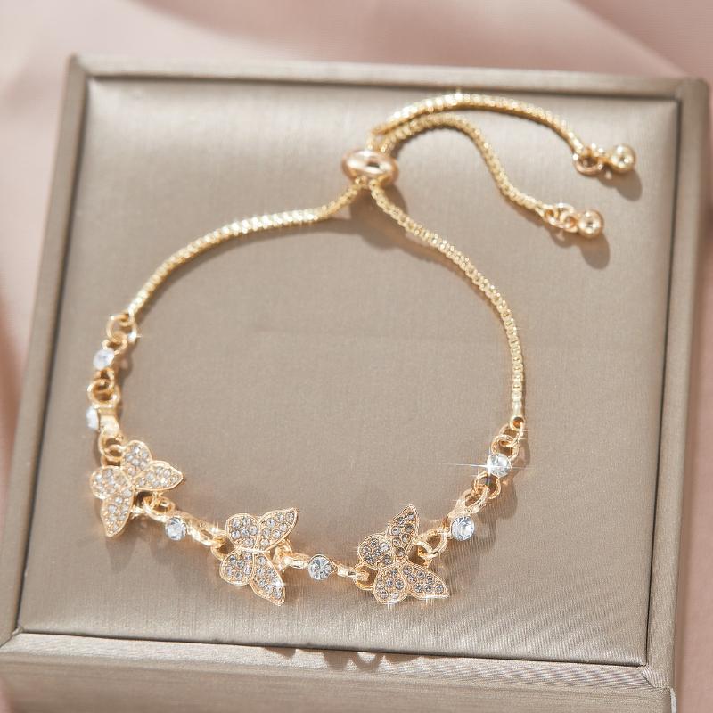 Fashionable Luxury Simple Zircon Butterfly Bracelet for Women Versatile Personality Creative Elegant Party Zircon Holiday Gift