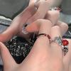 Дизайнерское кольцо в стиле Spice Girl, нишевый дизайн, холодный стиль, рубиновое кольцо с открытым дизайном, простое, неправильной формы, модное кольцо для женщин, высокое качество