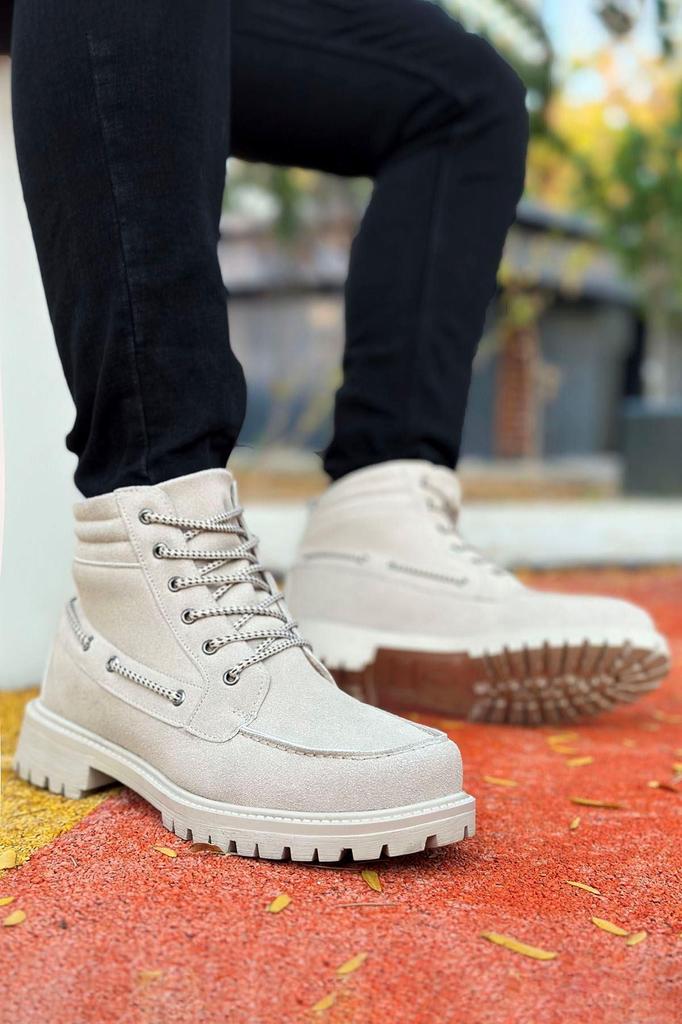 Men's Fashion Suede Flat Heeled Booties Black Retro Classic Boots Shoes