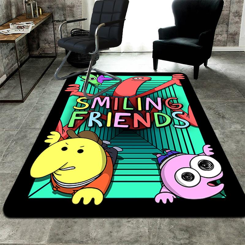 Anime Smiling Friends Rug Floor Mat for Living Room or Bedroom Soft and Comfortable Carpet a Gift for Birthday and Holiday.