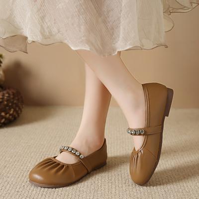 Женская обувь 2024 года, брендовые женские туфли на плоской подошве, модные повседневные туфли с кристаллами, женская обувь на плоской подошве, горячая распродажа, круглый носок, однотонные туфли на плоской подошве, низкие каблуки, Zapatos