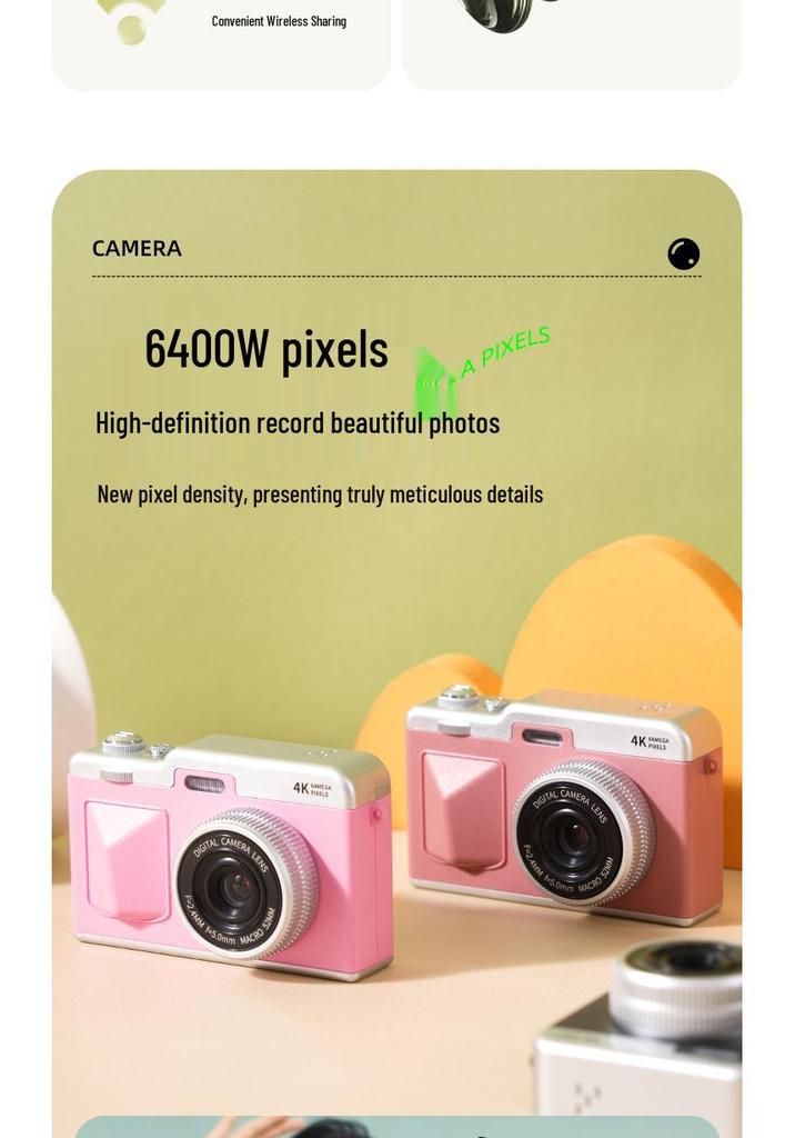 HD Flip Screen Selfie Mirrorless Camera for Outdoor Use