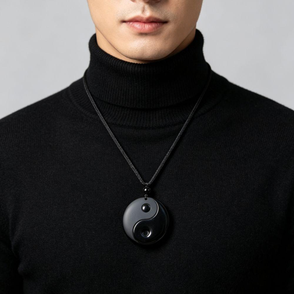 Daily Wear Tai Chi Pendant Black Obsidian Necklace Fashion Yin Yang Necklace Men Women