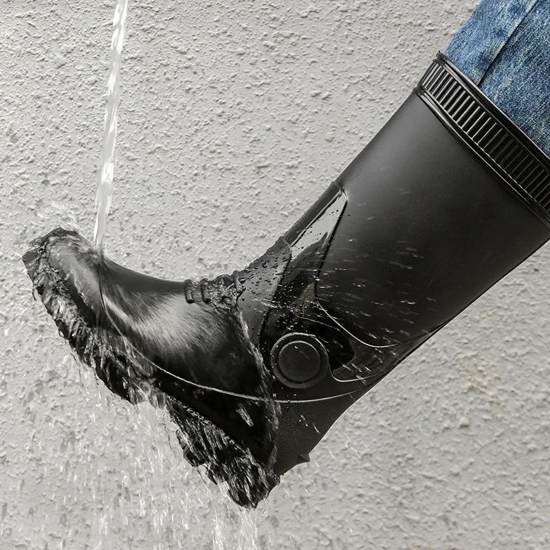 Модные новые мужские сапоги из ПВХ, высокие уличные мужские сапоги для дождя, нескользящие сапоги на платформе для мужчин, высококачественная обувь для воды Botas De Lluvia