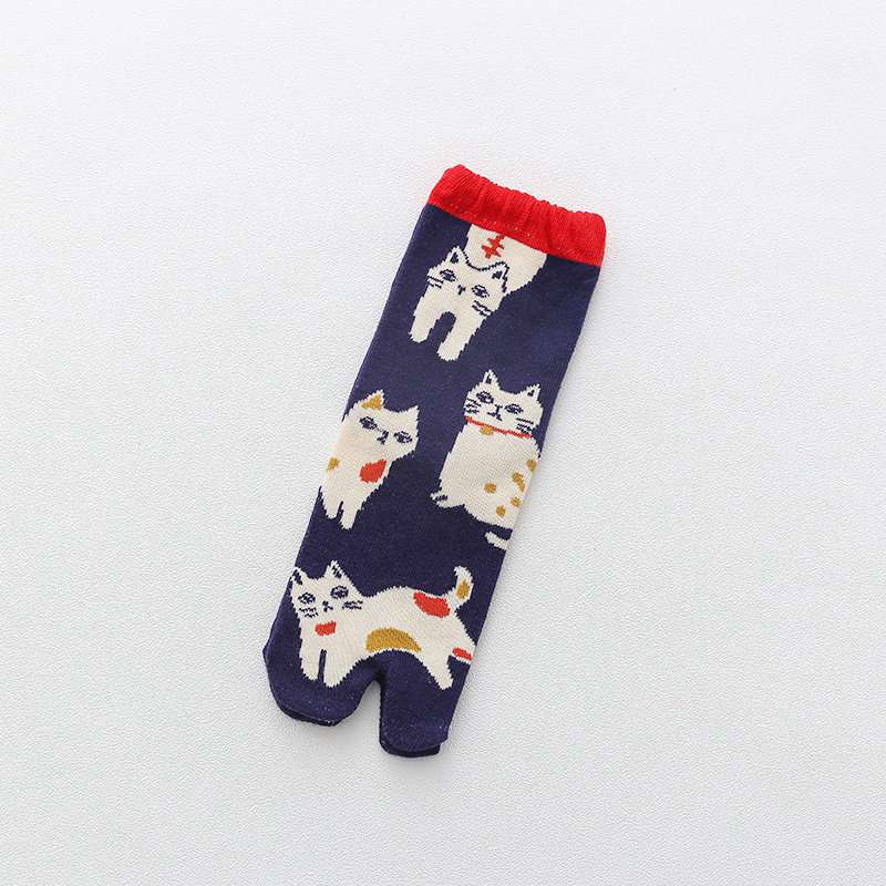 Sweat-Absorbent Socks Warm Women's Autumn Winter Cartoon Animal Mid-Calf Length Socks Female Cotton Socks Toe