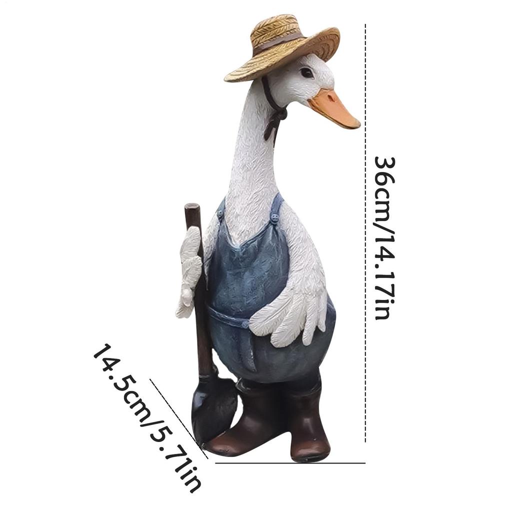 Creative Duck Statue Resin Geese Sculpture With Outfits Delicate Indoor Living Room Art Outside Decoration For Garden Lawn Patio