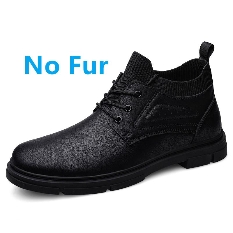 High Quality Warm Winter Men'S Boots Genuine Leather Ankle Boots Mens Casual Winter Sock Shoes Men Military Fur Snow Man Botas