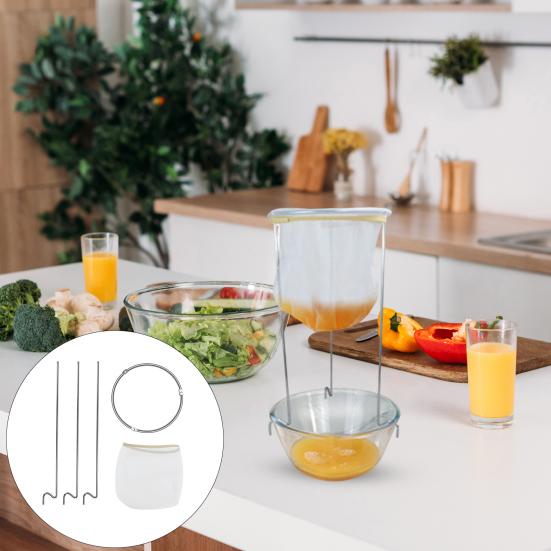 Подставка для сита для желе из нержавеющей стали с нейлоновым многоразовым фильтр-мешком, стабильный треугольный дизайн, держатель кухонного фильтра