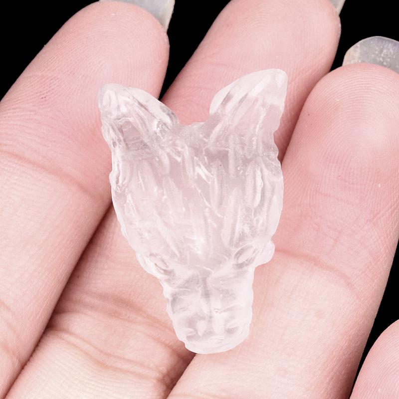1Pc Mini Reiki Healing Crystal Carved Wolf Head Shape Ornament Decoration, Energy Natural Stone Amethyst Jade Agate Sodalite Gems Home Decor Jewelry