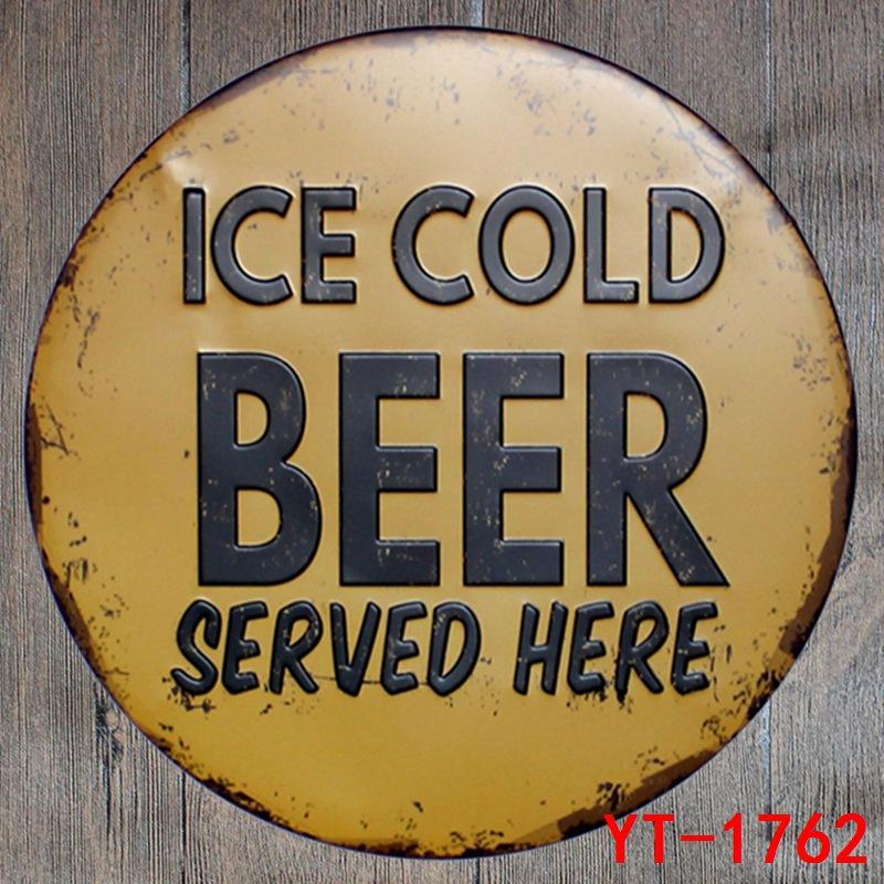 Football Beer Coffee Pizza Round Tin Painting Retro Nostalgia Popular Hair Salon Hotel Restaurant Decoration