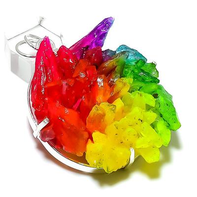 Подвеска из серебра 925 пробы с натуральным хрусталем и друзами 2,56 дюйма S4G72