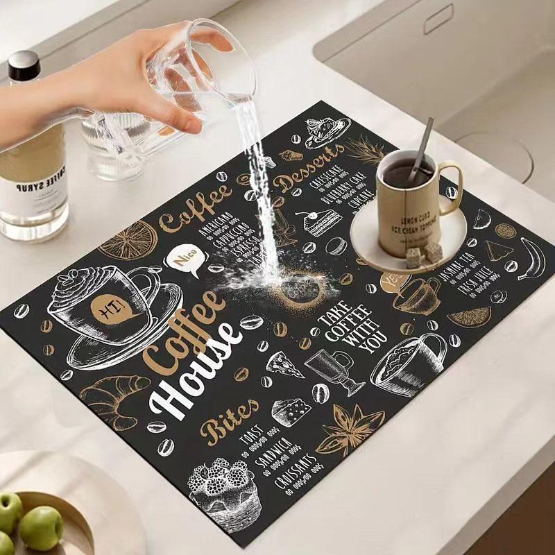 Кухонная впитывающая подкладка для кофе, минималистичный коврик для рабочего стола, коврик для слива воды, декоративный коврик для ванной комнаты