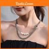 Elegant Pearl Lock Chain Necklace For All Genders Featuring Vintage Letter And Coin Style