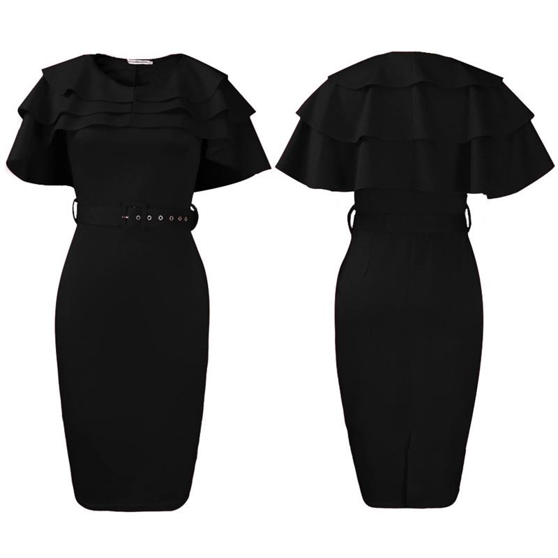 Размер платья с рюшами на рукавах Женская одежда Короткое африканское большое платье-футляр Ol