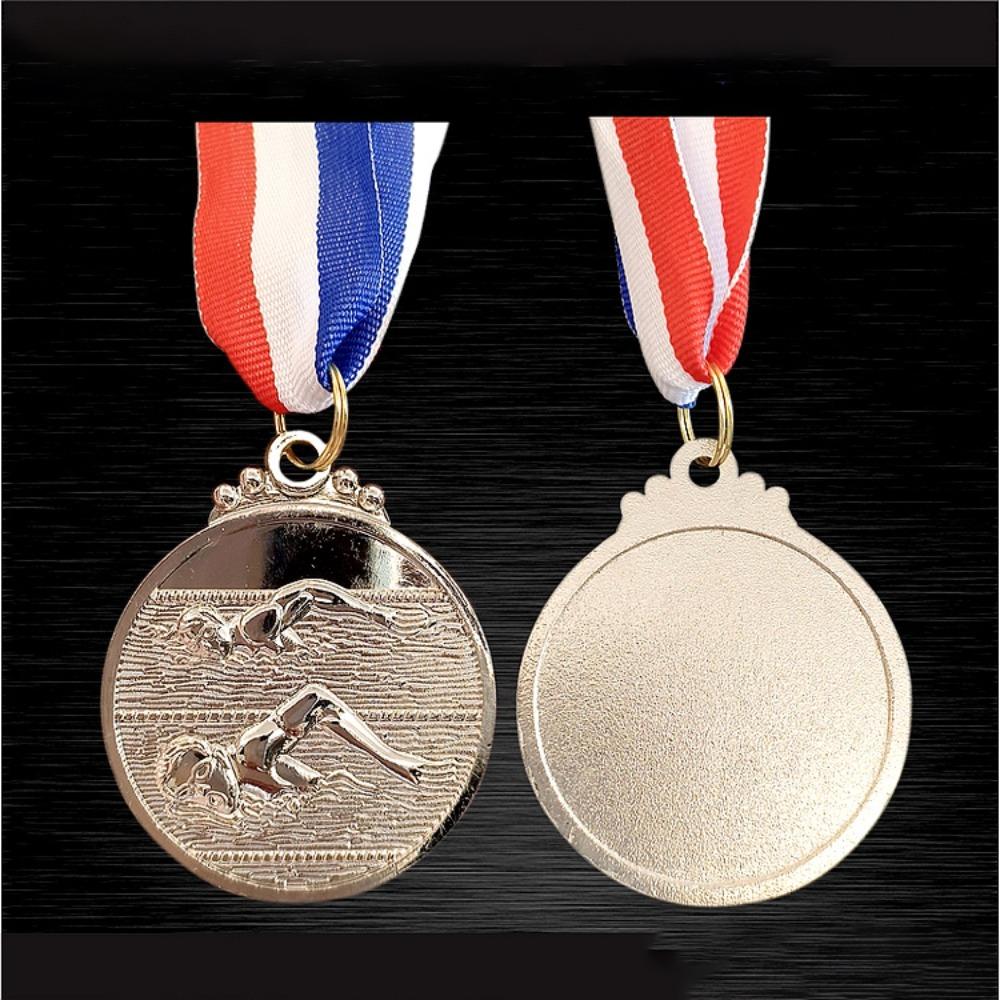 Zinc Alloy Swimming Competition Medal Neck Ribbon Sports Award Winner Round Medal Training Awards